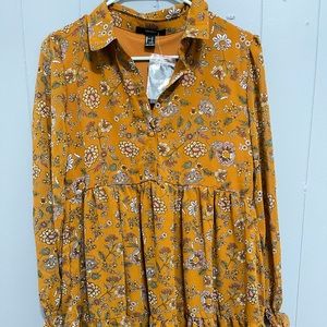 F21 Floral Peasant Mini Dress